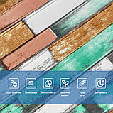 3D панель, що самоклеїться, м'ятне дерево для декору стін кухні ванної кімнати 70x70 см декоративна панель для інтер'єру, фото 4