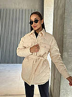 Куртка-рубашка жіноча з поясом утеплювач силікон (Норма), фото 6