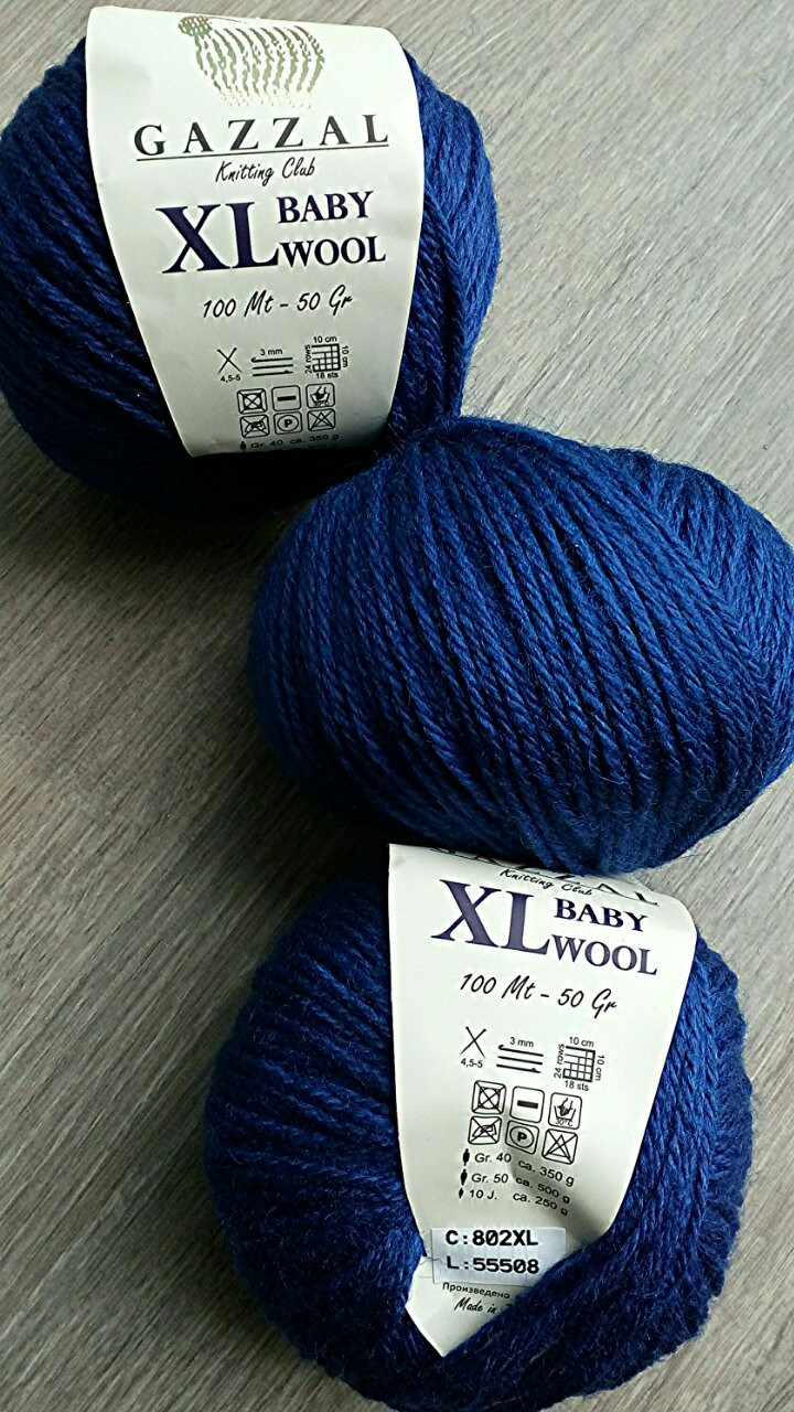 Пряжа Gazzal Baby Wool XL — 802 темно-синій