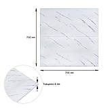 Самоклеюча 3D панель біла мармурова плитка 70х70 см легкий монтаж гіпоалергенна теплоізоляція для стін, фото 3