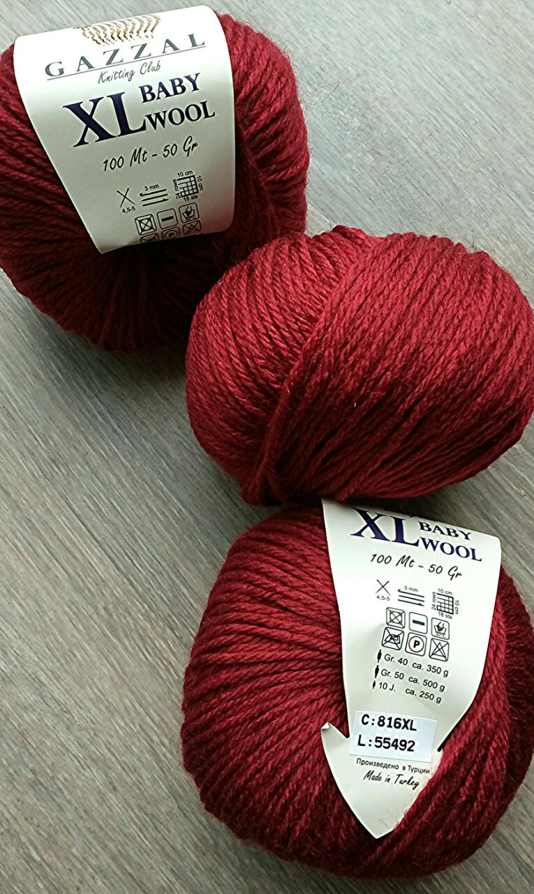 Пряжа Gazzal Baby Wool XL — 816 темно-червоний
