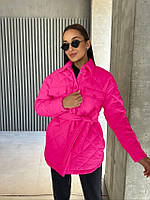 Куртка-рубашка жіноча з поясом утеплювач силікон (Норма), фото 9