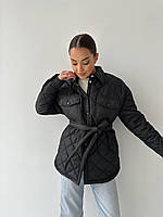 Куртка-рубашка жіноча з поясом утеплювач силікон (Норма), фото 2