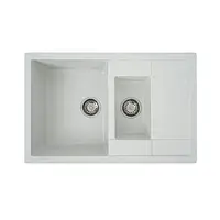 Кухонная мойка Platinum 7850W TOSKANA с двумя чашами и креплением, 78x50x21 см, Белая в точку (000025165)