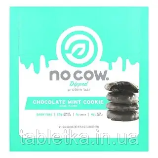 No Cow, протеїновий батончик у глазурі, зі смаком шоколадно-м'ятного печива, 12 шт. по 60 г (2,12 унції) Дніпр