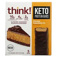 Think !, Keto Protein Bars, шоколадный пирог с арахисовой пастой, 5 батончиков, 40 г (1,41 унции) каждый Днепр