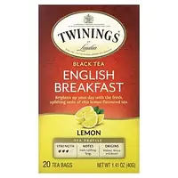 Twinings, English Breakfast, черный чай, лимон, 20 чайных пакетиков 40 г (1,41 унции) Днепр