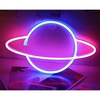 Неоновый светильник Neon Lights "Юпитер" Ночник декоративный настенный LED лампа (USB, 3хАА) Разноцветный