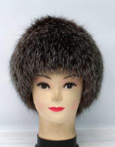 Жіноча хутрова шапка з хутра лисиці, чорнобурки