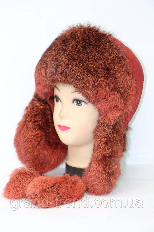 Женская модная зимняя шапка ушанка из меха кролика - фото 1 - id-p392925527