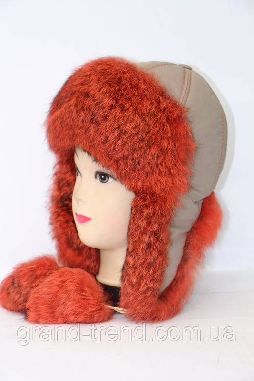 Женская зимняя шапка ушанка из меха кролика - фото 1 - id-p392925531