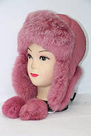Женская молодежная шапка ушанка из меха кролика