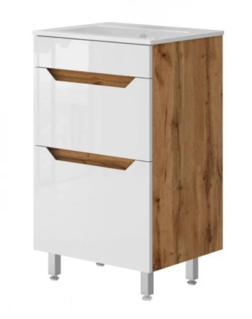 Тумба з умивальником 50 см завширшки Ювента Neo з умивальником Practico Neo-50 Wotan Oak