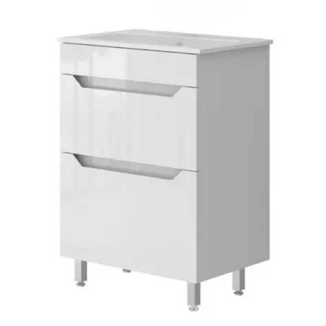 Тумба з умивальником 60 см завширшки Ювента Neo з умивальником Practico Neo-60 White, фото 1