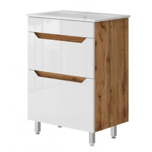 Тумба з умивальником 60 см завширшки Ювента Neo з умивальником Practico Neo-60 Wotan Oak