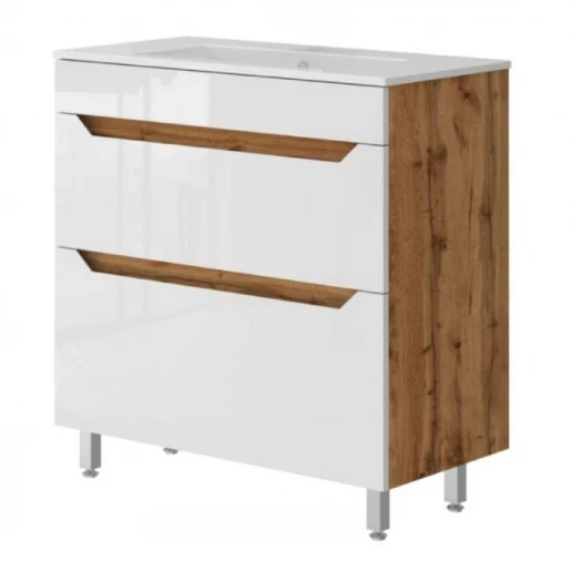 Умивальник із тумбою 80 см завширшки Ювента Neo з умивальником Practico Neo-80 Wotan Oak