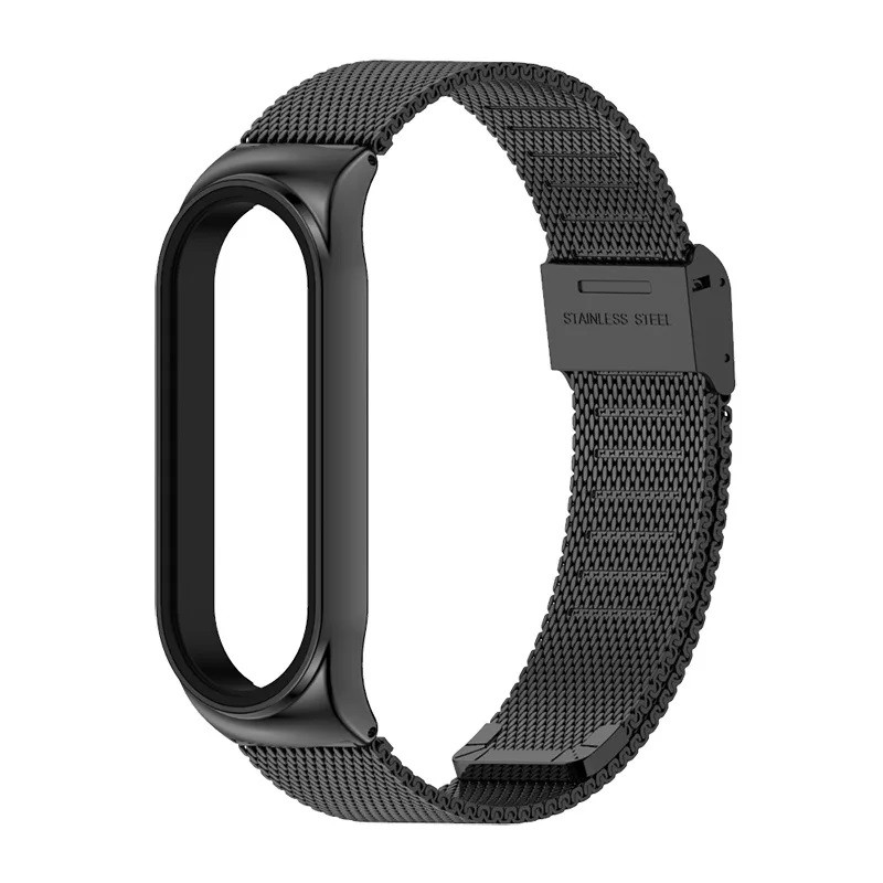 Ремінець для фітнес браслета Xiaomi Mi Band 8 і 9 Mesh design металевий із застібкою чорний