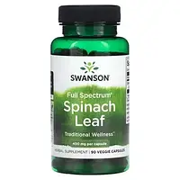 Swanson, Листья шпината Full Spectrum, 400 мг, 90 растительных капсул Днепр