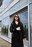 Утеплене жіноче зимове кашемірове пальто чорного кольору, фото 3