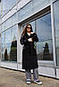 Утеплене жіноче зимове кашемірове пальто чорного кольору, фото 5