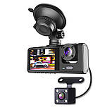 Відеореєстратор автомобільний USB нічний режим 3 камери мікрофон екран microSD G сенсор APPIX С1, фото 3