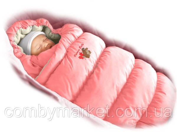 Конверт-пуховик Ontario Baby Inflated (дутик 50х90) Зима рожевий