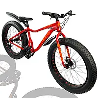 Велосипед Fatbike Titan ELEVEN 26"4.0 Алюминиевая рама 17", Красный/ рост от 150 - 170 см