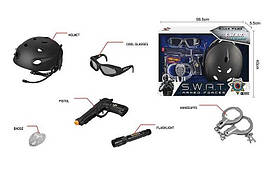Набір поліції S 005 B (36/2) 6 елементів, пістолет на батарейках зі звуковими ефектами, каска, окуляри,