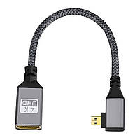 Кабель перехідник Micro HDMI Male — HDMI Female 4К 60Hz, 20 см (Right)