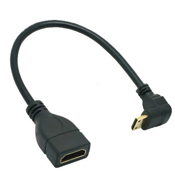 Кабель адаптер кутовий Mini HDMI - HDMI (M/F) 1080P Down, 16 см (48689e)
