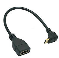 Кабель адаптер кутовий Mini HDMI - HDMI (M/F) 1080P Down, 16 см (48689e)