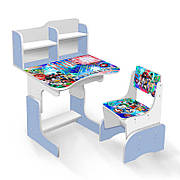 Гр Парта шкільна "Бейблейд" ПШ037 (1) ЛДСП колір блакитний 69*45 см, + 1 стілець, з пеналом