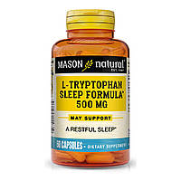 L-триптофан 500 мг, Формула для сна, L-Tryptophan Sleep Formula, Mason Natural, 60 капсул