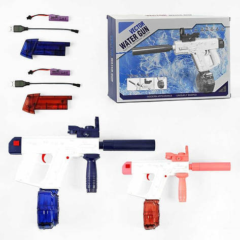 Водний пістолет 518-7 (36) 2 кольори, 2 ємності для води, приціл, акум. 3.7V, USB-кабель, в коробці, фото 2