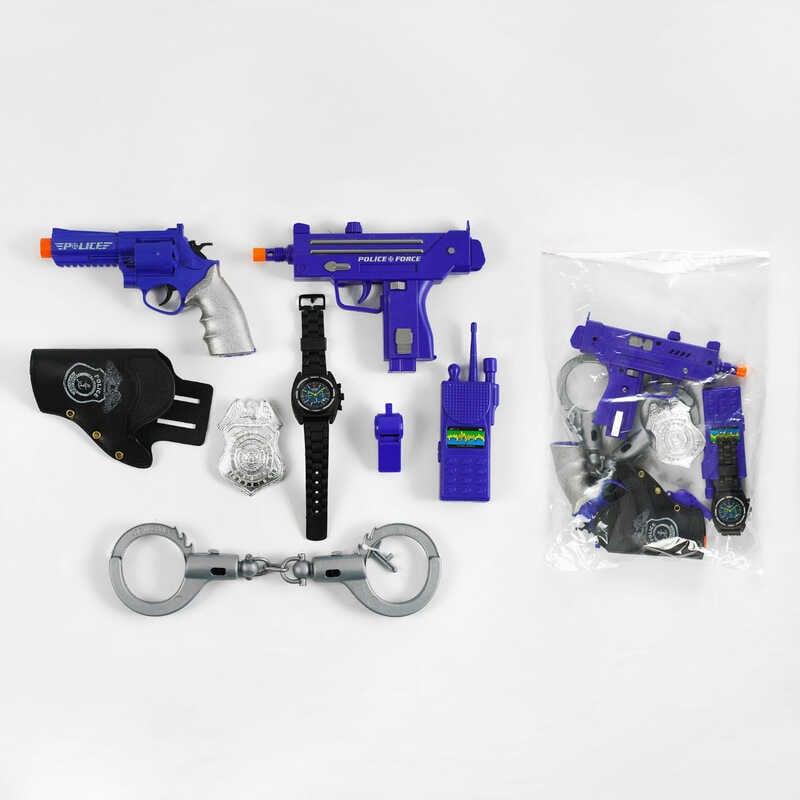 Набір поліції 34170 (48/2) 8 елементів, револьвер зі звуком, пістолет зі світлом та звуком, рація, наручники,