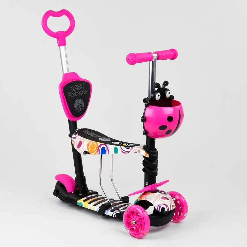 Самокат 5в11 75009 (1) Best Scooter, АБСТРАКЦІЯ, PU колеса, ПІДСВІТКА КОЛІС, у коробці