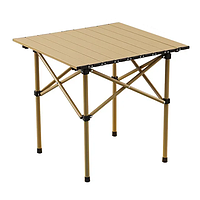 Стіл прямокутний складаний для пікніка в чохлі 53x51x50 см Туристичний розкладний стіл бежевий BAN