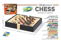 Гра "11в1" 9803 (36) 11 в 1, шахи, шашки, нарди, гомоку, змійки та драбинки, лудо, ігрові елементи, в коробці