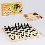 Шахи дерев`яні С 36816 (24) 3 в 1, дерев`яна дошка, дерев`яні шахи, в коробці