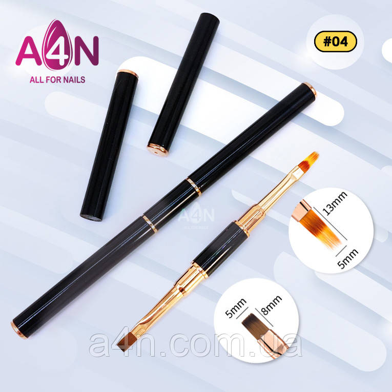 Професійний двосторонній плоский пензель для гелю та полігелю, пензель омбре для градієнта №4, фото 1