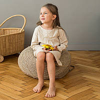 Лляне дитяче плаття Trendy Tot 03-01293 з вишивкою від 5 до 9 років - 122 см (7 років), бежевий