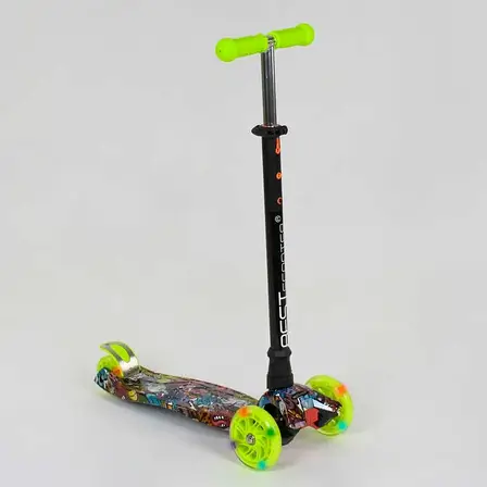 Самокат А 25470/779-1325 MAXI "Best Scooter" (1) пластмасовий, 4 колеса PU, СВЕТ, трубка керма алюмінієва,, фото 1