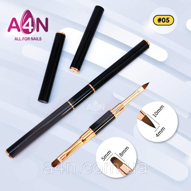 Професійна двостороння кисть Пелюсток для акрилу, моделювання та нарощування нігтів №5, фото 1