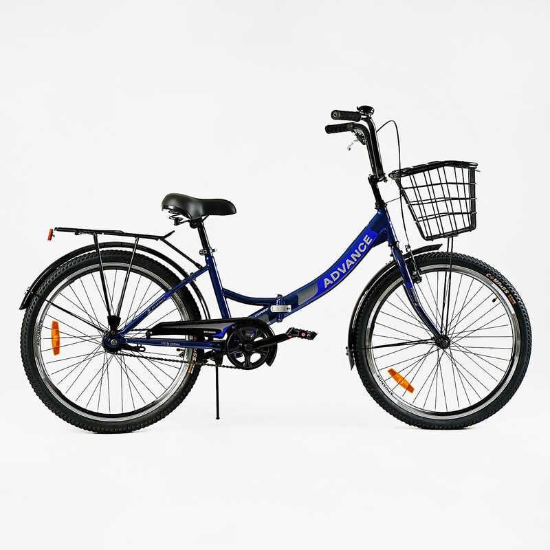 Велосипед складний Corso 24`` Advance AD-24003 (1) одношвидкісний, складна сталева рама 14``, корзина,
