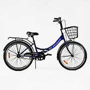 Велосипед складний Corso 24`` Advance AD-24003 (1) одношвидкісний, складна сталева рама 14``, корзина,