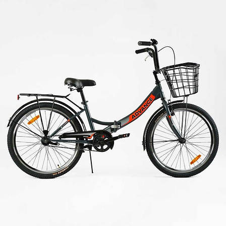 Велосипед складний Corso 24`` Advance AD-24715 (1) одношвидкісний, складна сталева рама 14``, корзина,, фото 2
