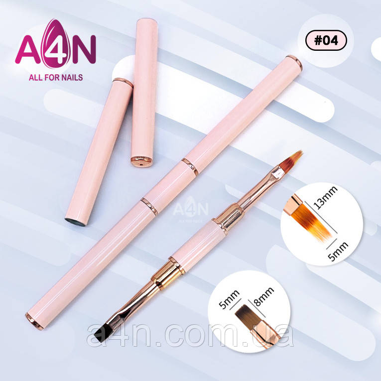 Професійний двосторонній плоский пензель для гелю та полігелю, пензель омбре для градієнта №4, фото 1