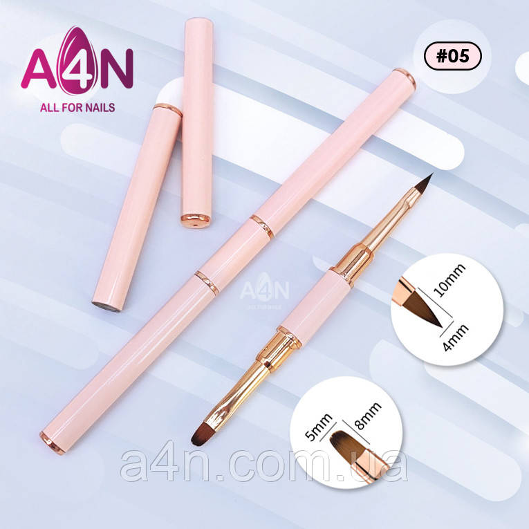 Професійна двостороння кисть Пелюсток для акрилу, моделювання та нарощування нігтів №5, фото 1