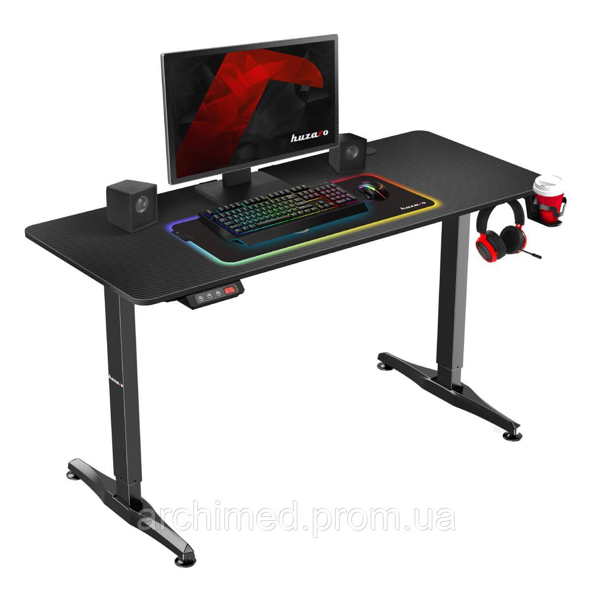 Компьютерный стол с электрической регулировкой HUZARO HERO 8.5 BLACK ON, код: 8199521 - фото 1 - id-p2139442727