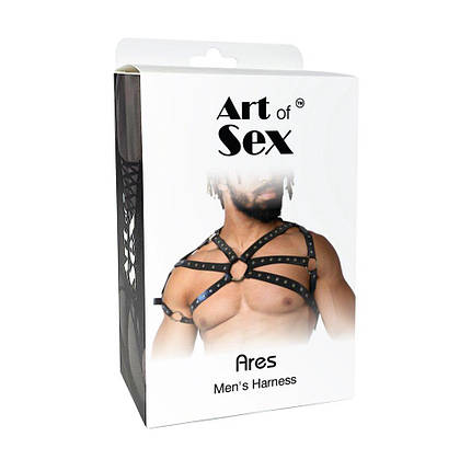 Чоловіча портупея Art of Sex - Ares , натуральна шкіра, чорний колір, розмір XS-M, фото 3